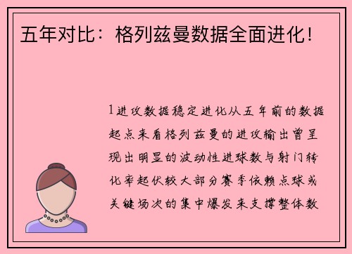五年对比：格列兹曼数据全面进化！