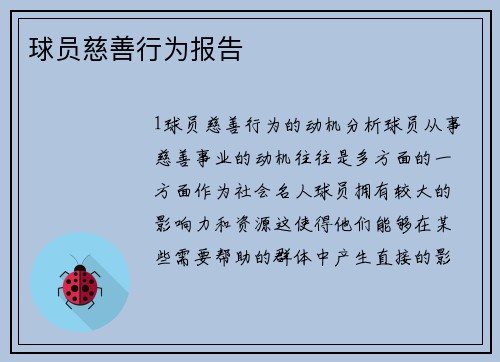 球员慈善行为报告